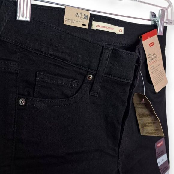 Levi's 314 Shaping Straight Women's Jeans size 26x30 NWT Soft Black Wash - Picture 3 of 11
